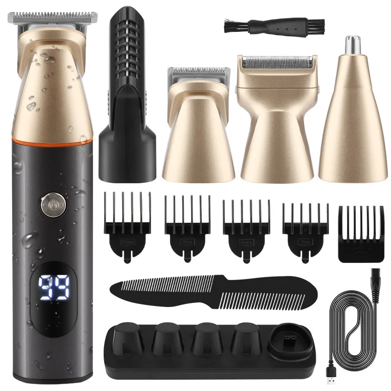 Factory Price 5 in1 Multi-function Hair Cutting Scissor Electric Professional Cordless Hair Clipper Salon Barber Trimmer Machine