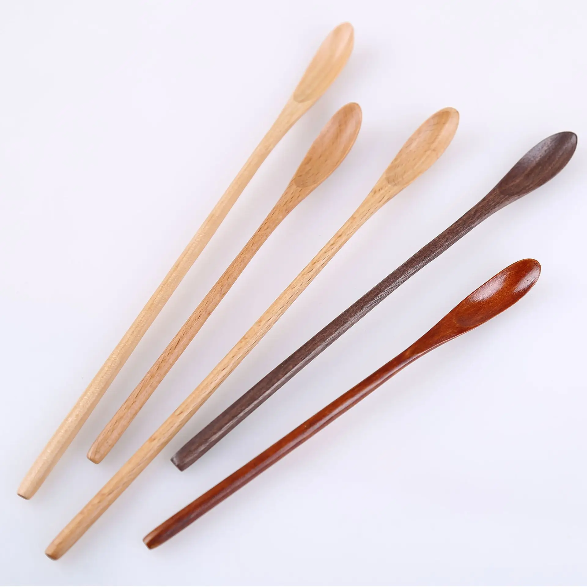 Amazon Hot Sale customized logo wooden coffee bar honey spoon Honey Dipper Sticks