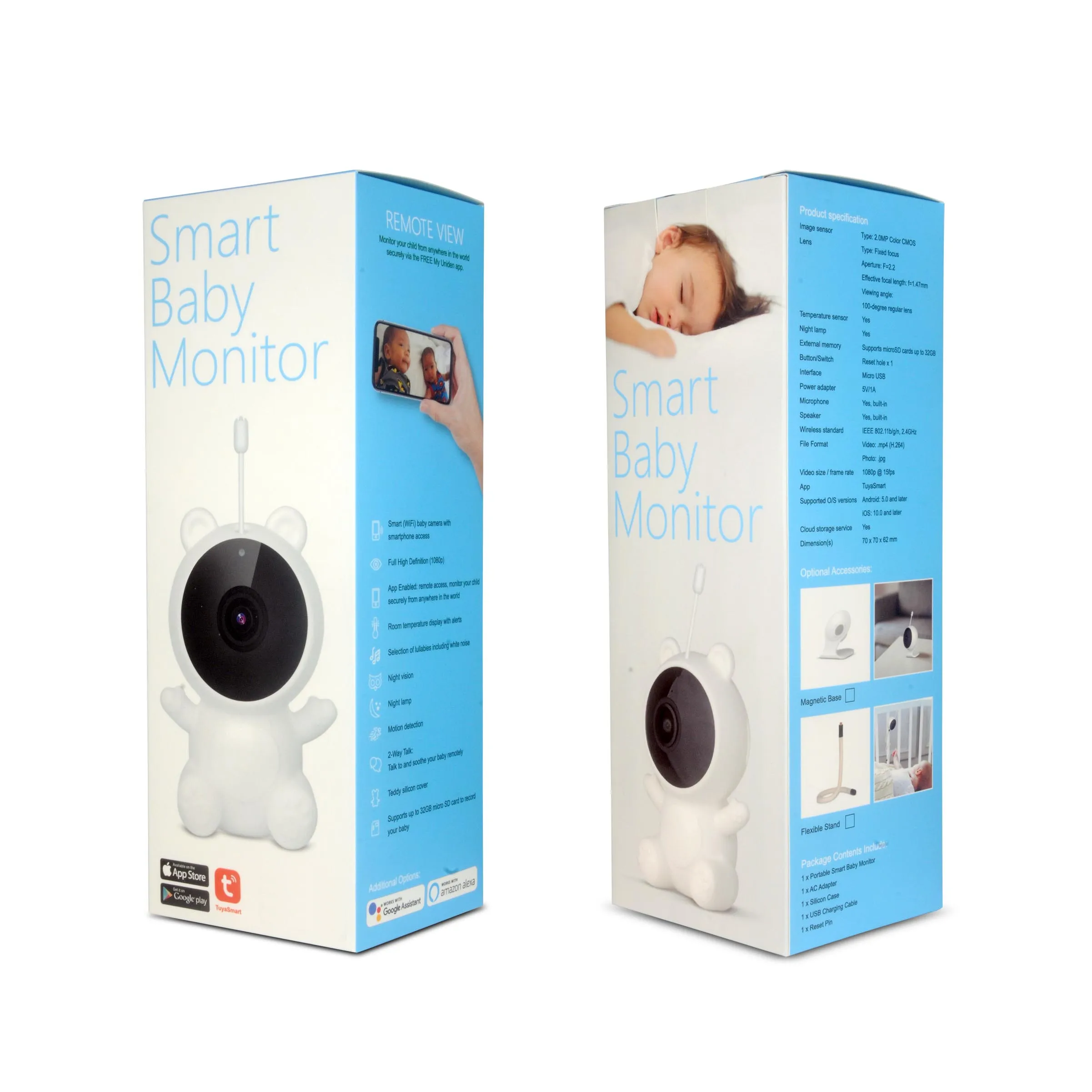 
Smart home HD 1080p two way audio lullaby temperature detection baby monitor camera 