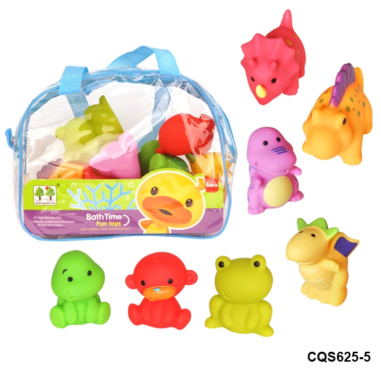 Top Selling Eco Friendly PVC Rubber Animals Turtle Frog Crab Toy For Baby Educational Baby Bath Toys 6 Pack
