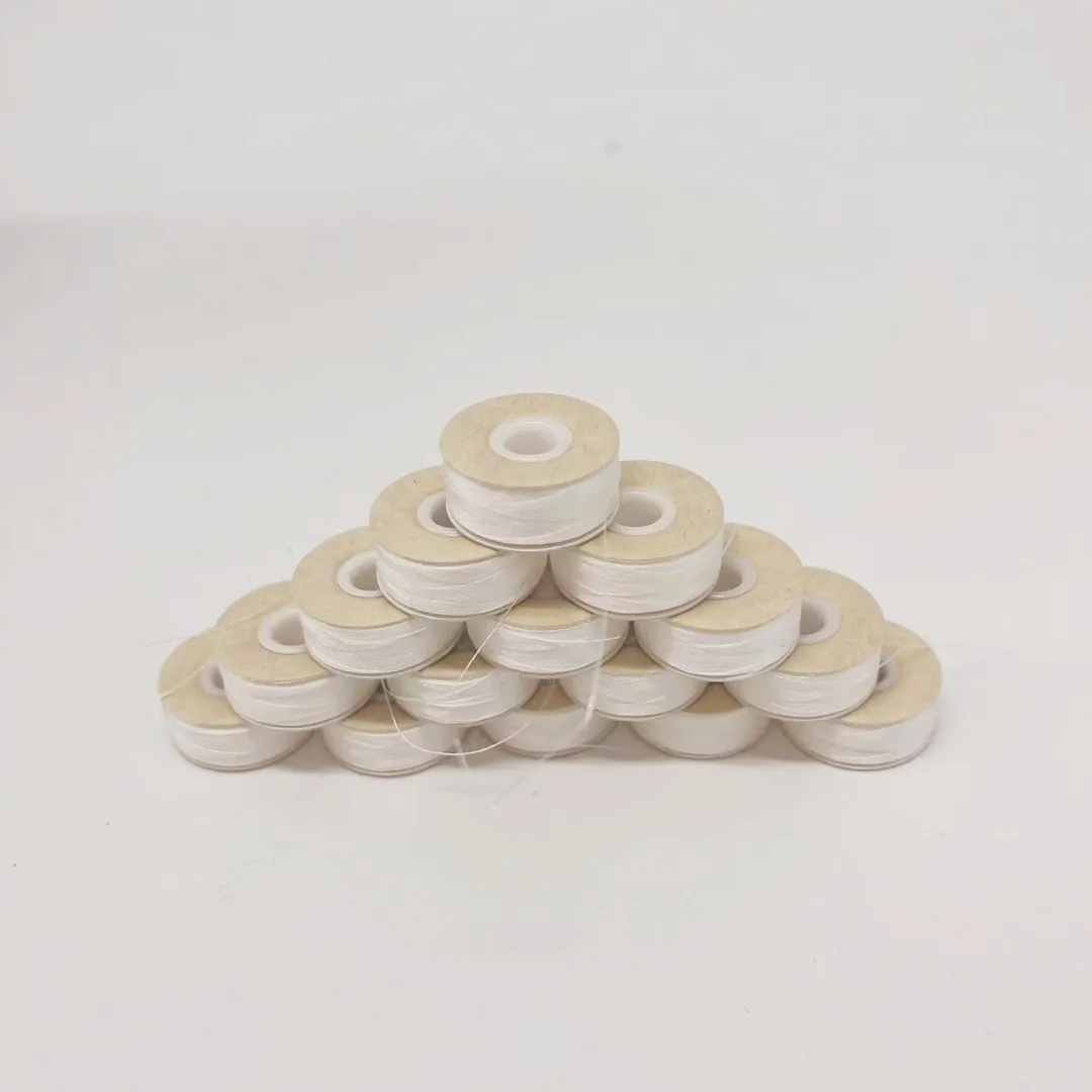 Высококачественная вышитая предварительно намотанная бобина нить 100% полиэстер размер L бумажная боковая вышивка бобины нитки для шитья