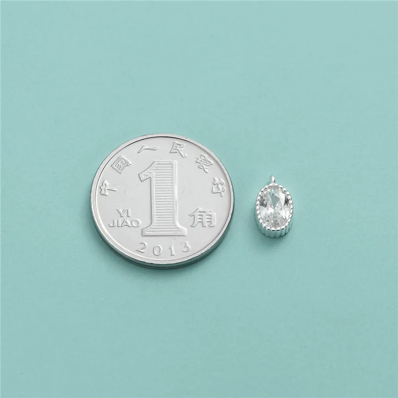 Delicate S925 Sterling Silver Pendant Shiny Pave Color Zircon Oval Pendant For DIY Necklace Bracelet Earring Accessories