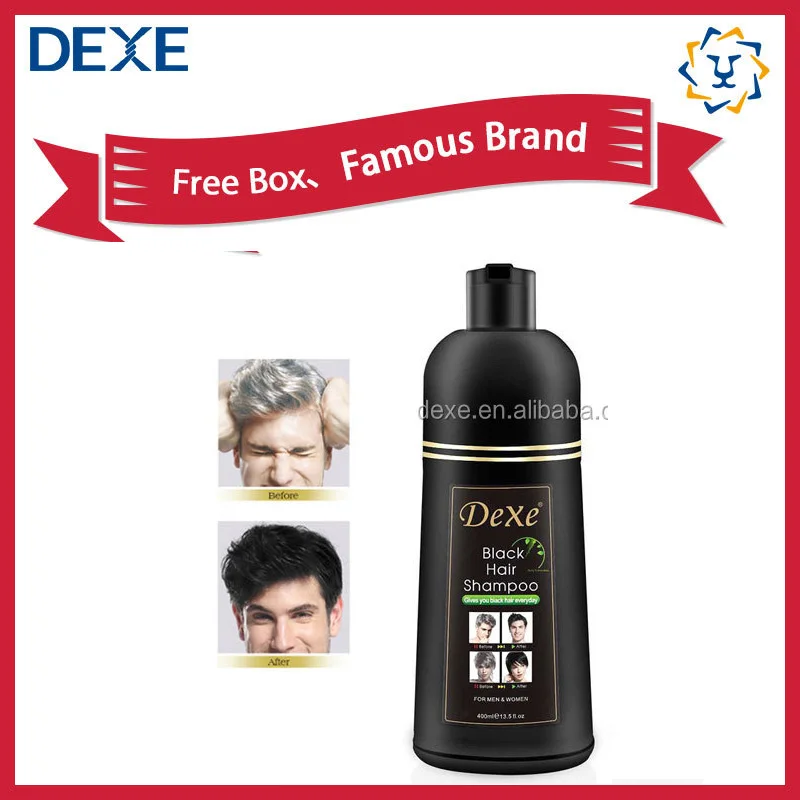 Dexe Wholesale OEM Organic Non Allergic Color Hair Dye Shampoo Fast Grey Hair Coverage Black Hair Shampoo 400ml 420ml 500ml