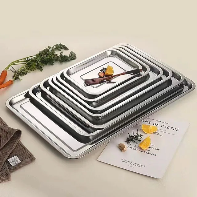 Stainless steel Quality serving tray/baking tray food serving tray/large size square shape plates