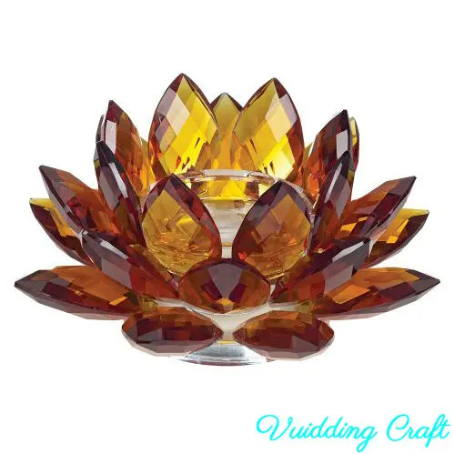 China Made Shining Brown Crystal Lotus For Fengshui Gifts