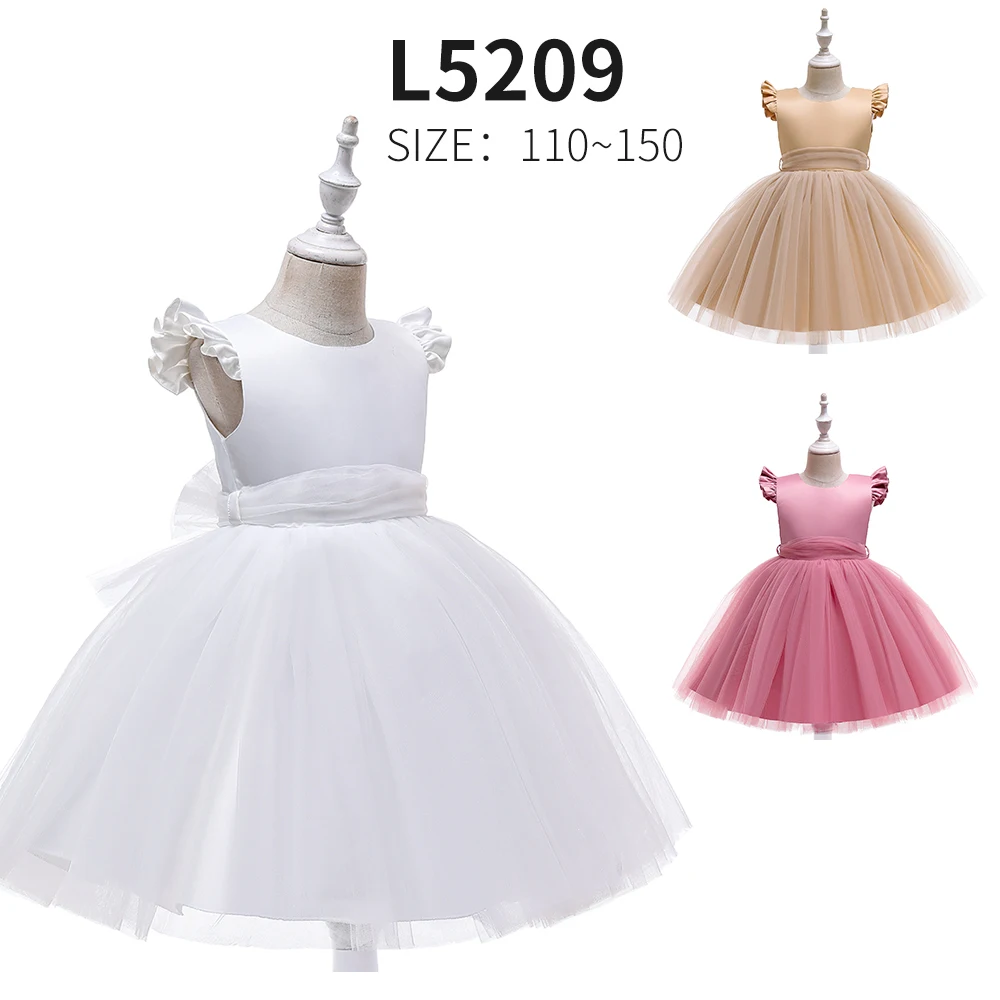 Applique Floor Length Satin dress for kids children 10 years girls dress princess party gowns for girls