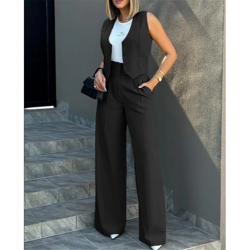 High Quality Bulk Ladies Women Business Formal Office Wear 2 Piece Blazer Suits And Pants Set For Small Business Women Modest