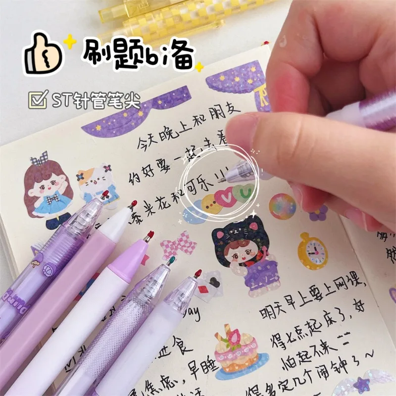 Korean Minimalist Gel Pens Kawaii Stationery Gel Pens Bagged Gel Pens Set 0.5mm Black