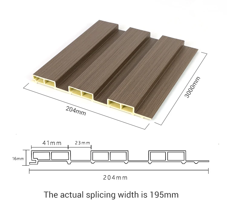 WPC Wooden Grain Wall Cladding Fluted Fireproof Indoor Decoration Wall Panel