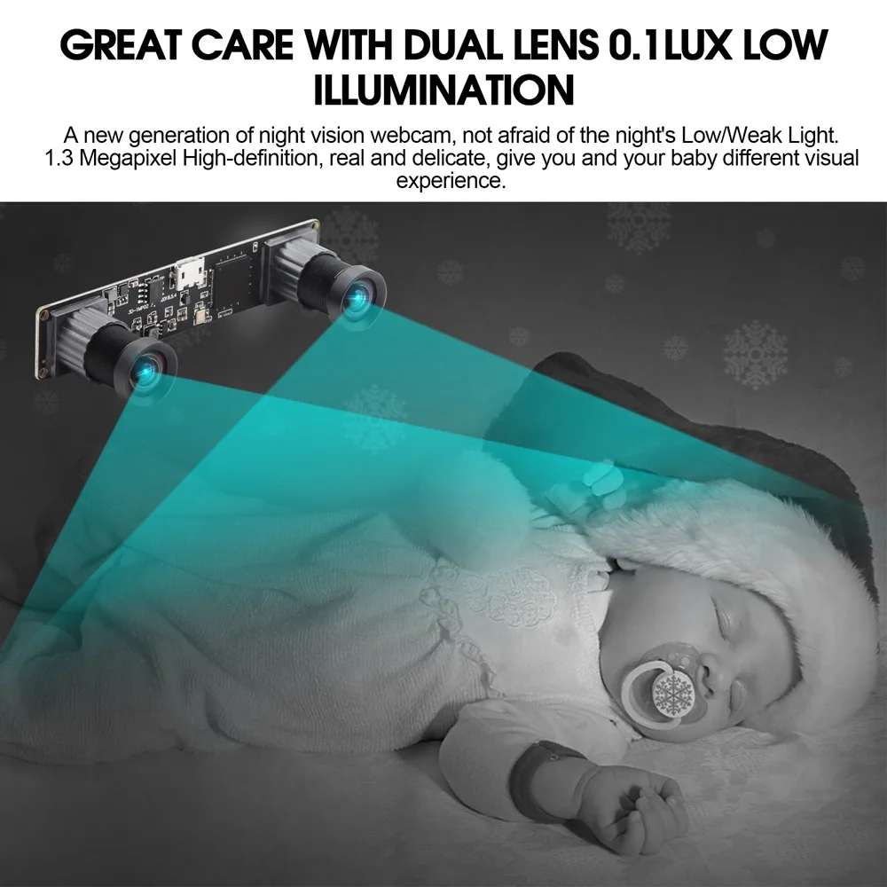 ELP 1.3megapixels OV9715 MJPEG 60fps Dual Lens PCB Board OEM Synchronous Stereo Camera USB For Robot VR Camera