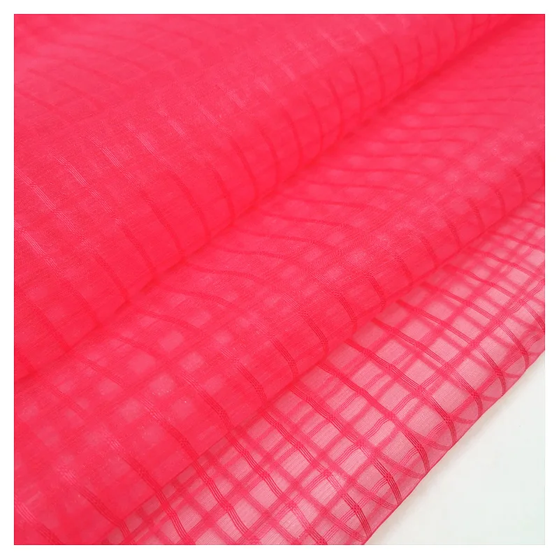  wholesale custom plaid organza fabric 100% polyester women
