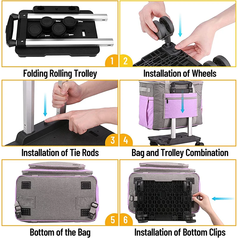 Custom Wheels Collapsible Sewing Machine Carrying Case Trolley Bag