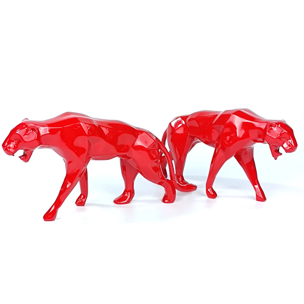 Новый стиль изделия из смолы геометрические леопардовые скульптуры для гостиной