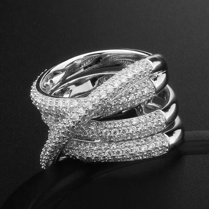 trending products 2022 silver rings aaaaa cubic zirconia bling jewelry luxury diamond s925 wedding promise rings for girls