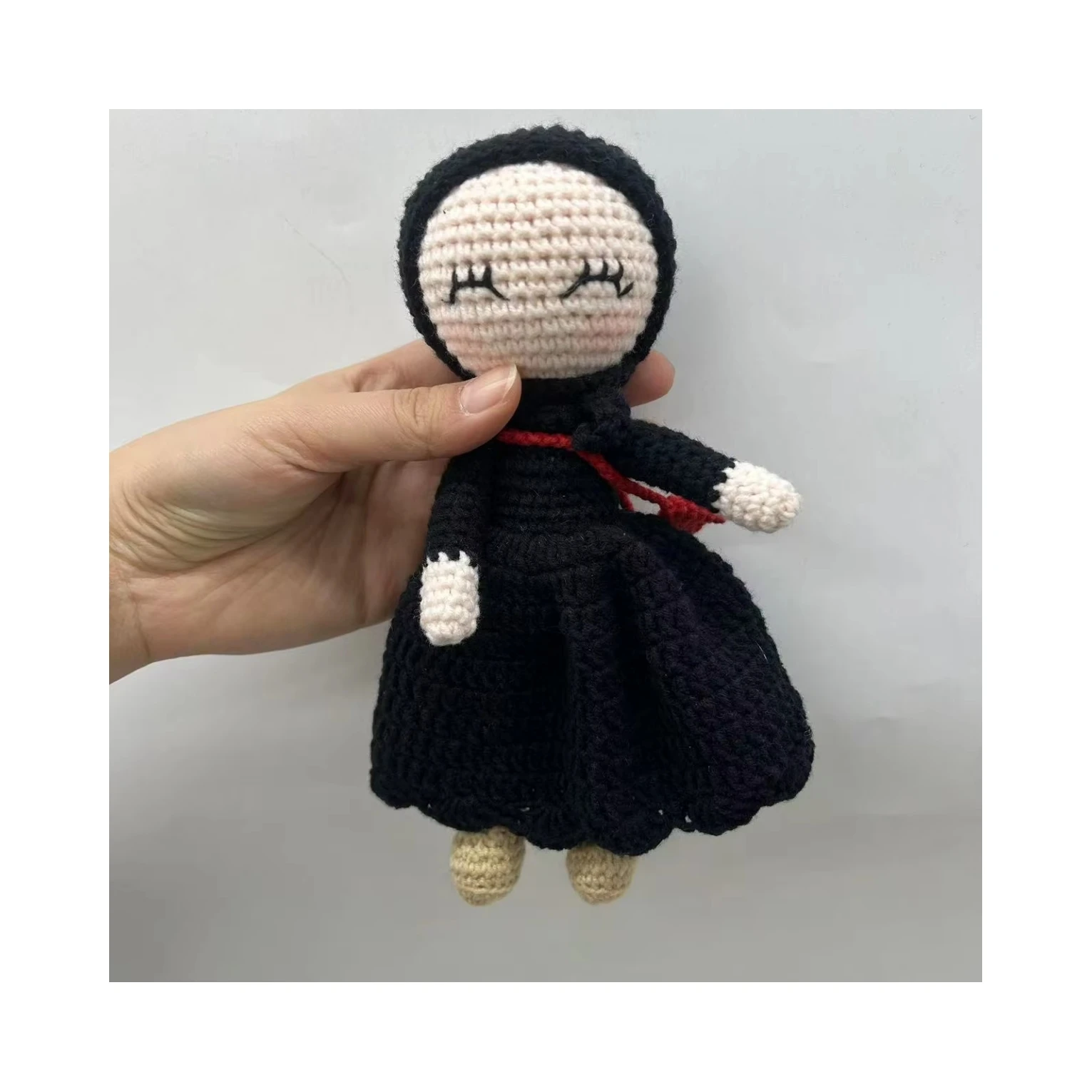 Hand Crochet Black Dress Muslim Dolls with Cute Watermelon Keychains Milk Cotton Material Black Hijab Dolls for Kids