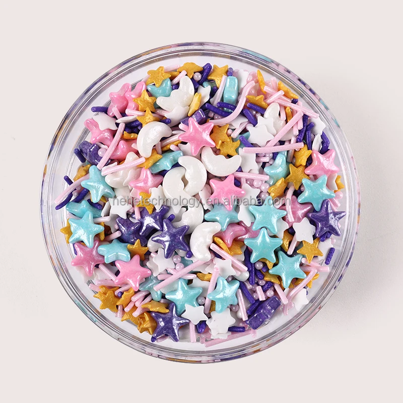 Edible Gold Star Moon Shape Ramadan Decorations Bakery Supplies Sprinkles Comestibles Eid Mubarak Cake Sprinkles for Eid Al-fitr