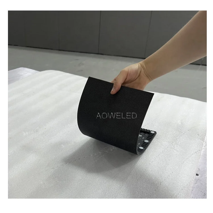 AOWE Hot sale digital flexible led curtain smart display full color curved display foldable led video screen panels soft module