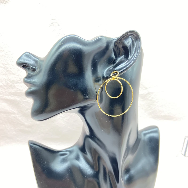 QS 2024 New arrival multi-layer circle earrings 18K real gold stainless steel Exaggerated geometric earrings drop women