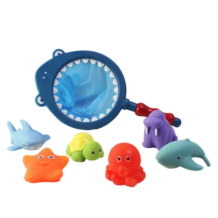 2021 New Arrival Fishing Net Thermochromic Heat Sensitive Bath Toys Sea Life Bath Toy Animal DUCK Plastic Baby Bath Toys En71,ce