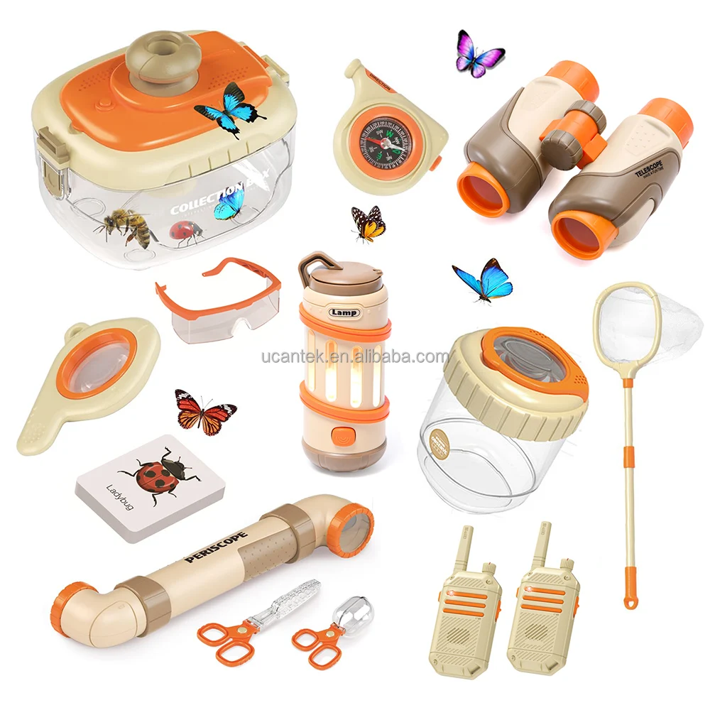 Outdoor Adventure Walkie-talkie Telescope Camping Lamp Periscope Insect Catching Net Explore Kit Toys For Children