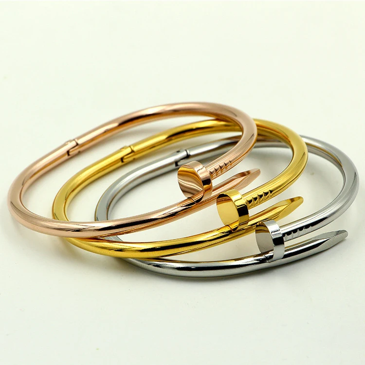 Factory Wholesale High Quality Fashion Couples Bracelets Jewelry Men Women Nail Bracelets Stainless Steel Jewelry 2021