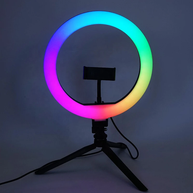 Wholesale 10inch Led RGB Selfie Ring Light With mini tripod Control Video Light desk ring light