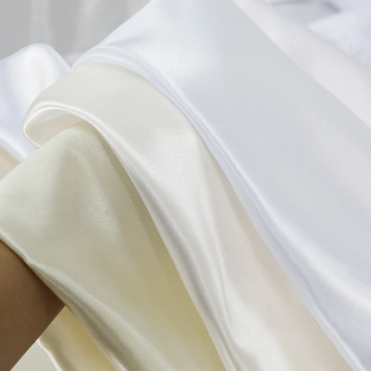 High Quality Wholesale White 100% Polyester Satin Fabric Gift Box Lined with Silk Fabric for Wedding Decoration Fabric