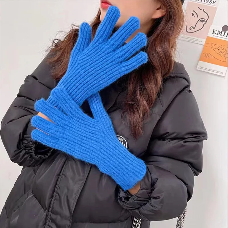 Best Selling Woolen Knit Gloves With Finger Exposed Touch Screen Gloves For Cold Resistant  Five Fingers Knitting Mittens