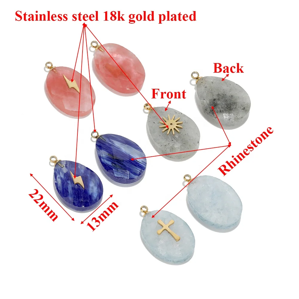 4Pcs 13*22mm Stainless Steel Rhinestone Water Drop Charms Pendants For DIY Making Necklace Supplies Jewelry Findings