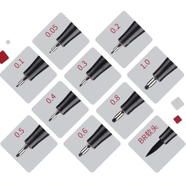10Pcs Set Art Marker Fineliner Pen Black Ink Pigment Liner Micron Tip For Manga Comics Drawing Sketch Drafting