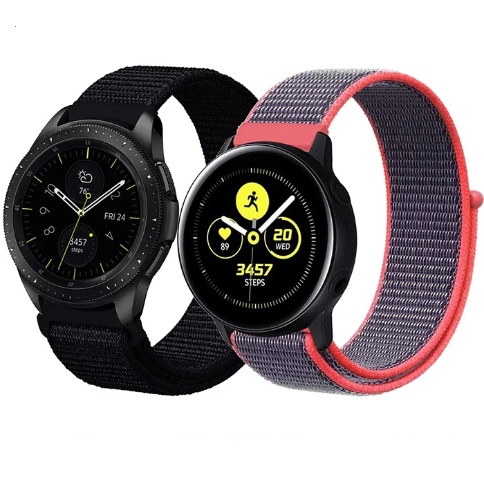 20mm Replacement Strap For Samsung Galaxy Active 2 Soft Breathable Sport Nato Nylon Loop Watch Band