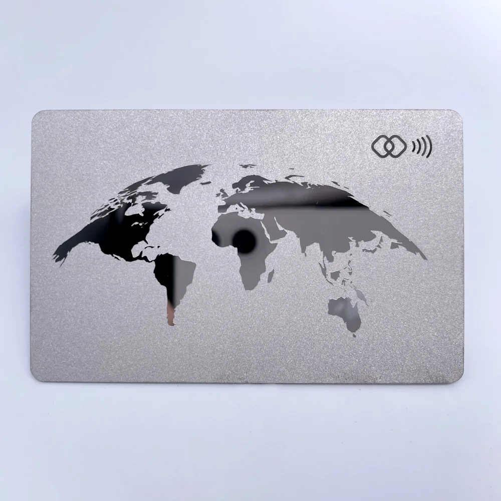Engraving stainless steel NFC metal card Customized NFC metal ID card Blank silver metal business membership card with chip