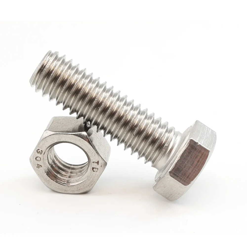 China DIN933 M10 M12 M16 M24 Hex Head Bolt Kits Full Thread Hexagonal Stainless Steel Nut And Bolt
