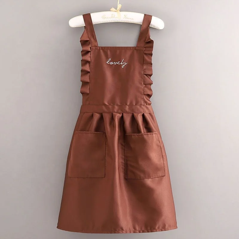 DUOLAI Adult Women Custom Beauty Cotton Canvas Cleaning Kitchen Apron With Heart Decoration