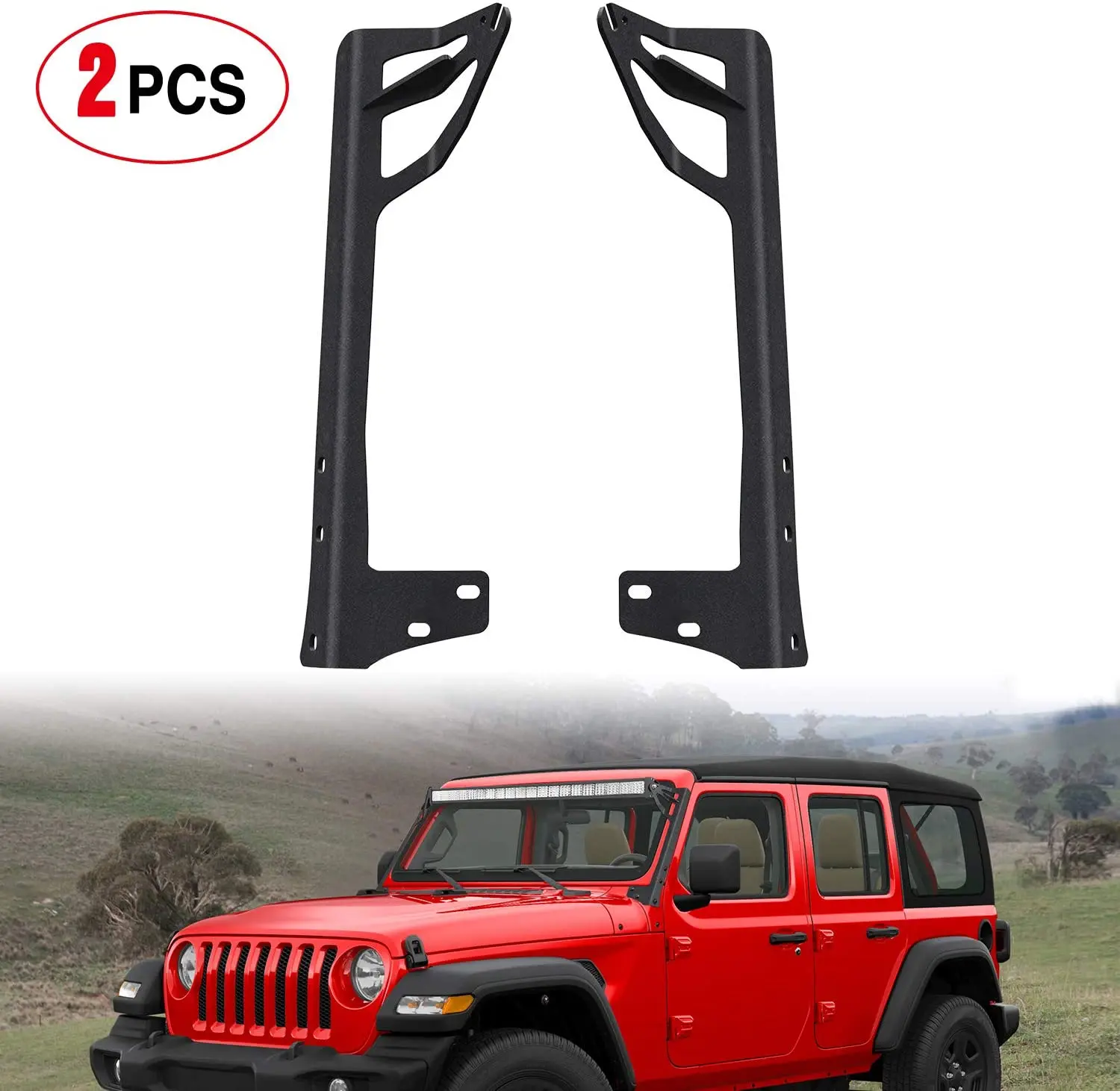 Windshield Frame Mounting Bracket for 50 Inch LED Light Bar on Wrangler JK 2007-2017