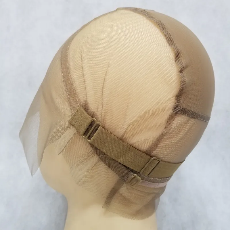 H-17-14B Adjustable Stretch Straps Full Lace Wig Cap For Making Wigs New Fishnet Mesh cap wigs