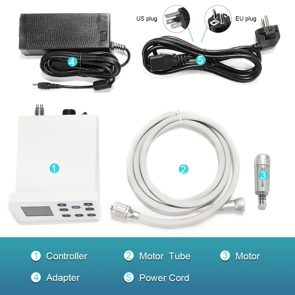 AI-EM-CM8 16:1/1:1/1:1.5 Three Optional Settings LED Dental Electric Brushless Motor Equipment with 2/4 Holes turbine connector