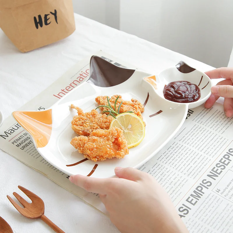 Hot sale Cute Cereal Soup Bowl Color Glaze Ceramic Cat Shape Bowls Hotel Ice Cream Bowl Set