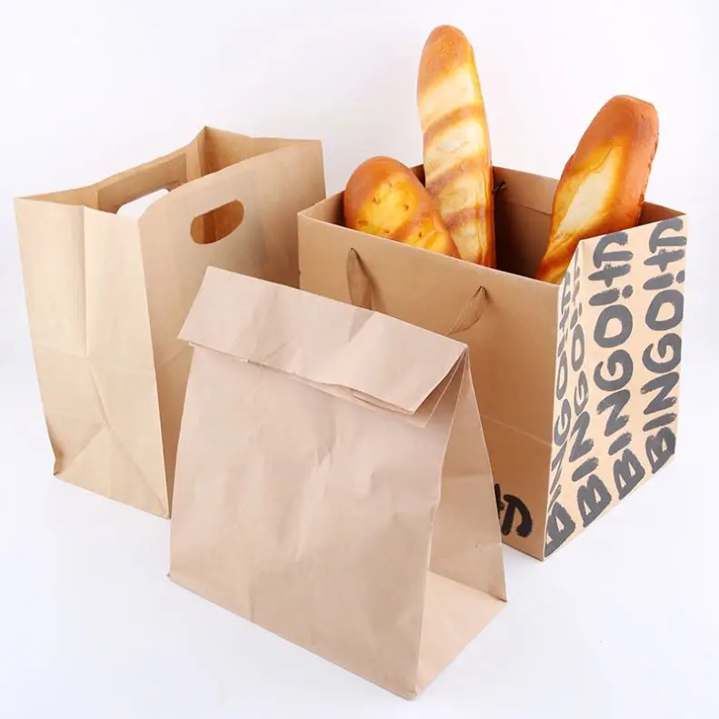 Baguette Stand Up Brown Paper Bag Kraft For Food