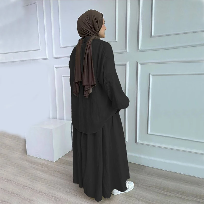 Modest Abaya Tunics Oversize Pants 2 Piece Set Muslim Outfit Top Pant Set Islamic Clothing Muslim Women Set Suit Modest Abaya