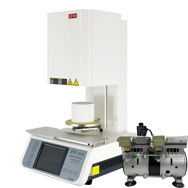 Стоматологическая фарфоровая вакуумная печь с сенсорным экраном и вакуумный насос, стоматологическое лабораторное оборудование