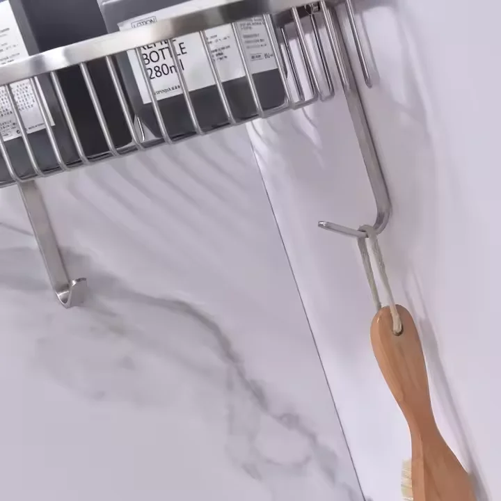 Stainless Steel Two Tier Bathroom Wall Shower Corner Triangle Shelf