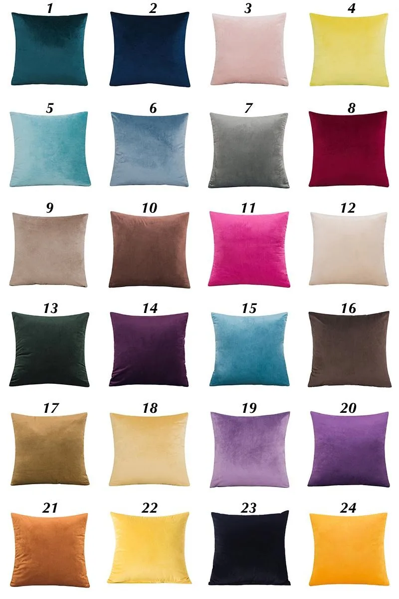 24 Colors Velvet Throw Pillow Cover 18 x 18 Green Blue Pillow Covers Luxury Cushion Cover For Sofa Home Decor