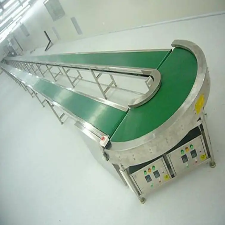 90 degree curved belt conveyor for small cakes