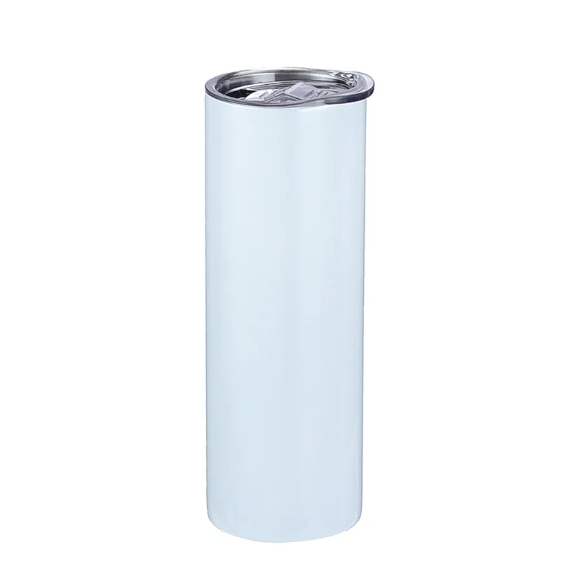 15oz 20 oz 30oz stainless steel water bottles cups white sublimation blank straight skinny tumbler with lids