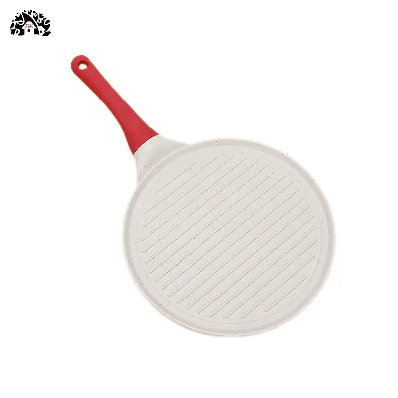 Hot sell Non-Stick Pizza Omelette Pan Pancake Frying Pan Stove Induction Cast Aluminum Crepe Pan with handle and wooden base