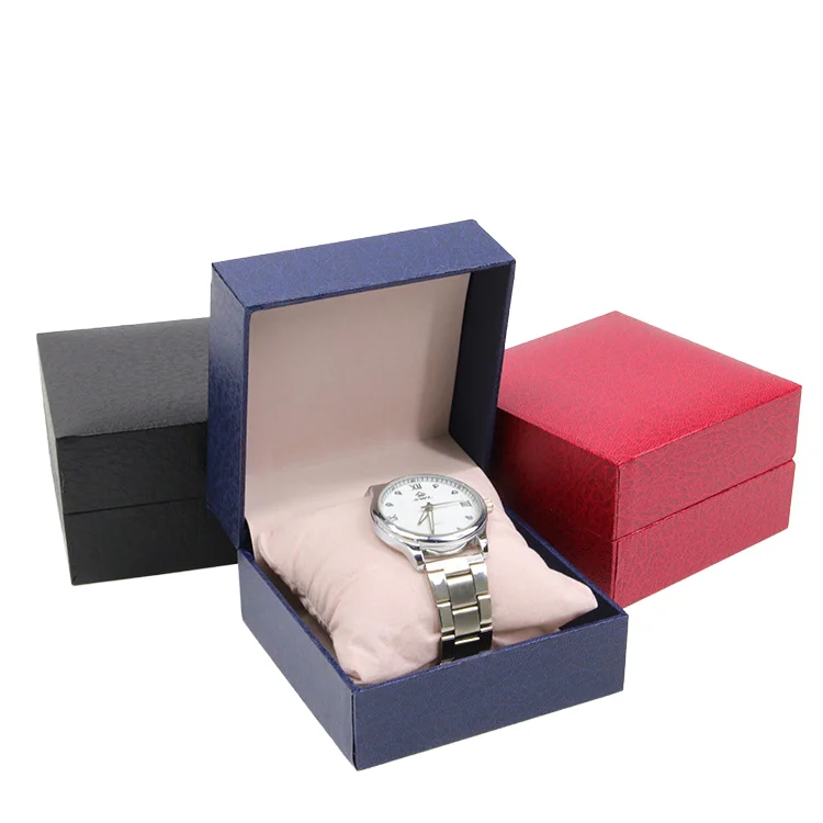 Wholesale Fancy Paper Watch Case Box With Logo Custom Leatherette Watch Case With Bracelet Single Watch Box With Stamped Logo