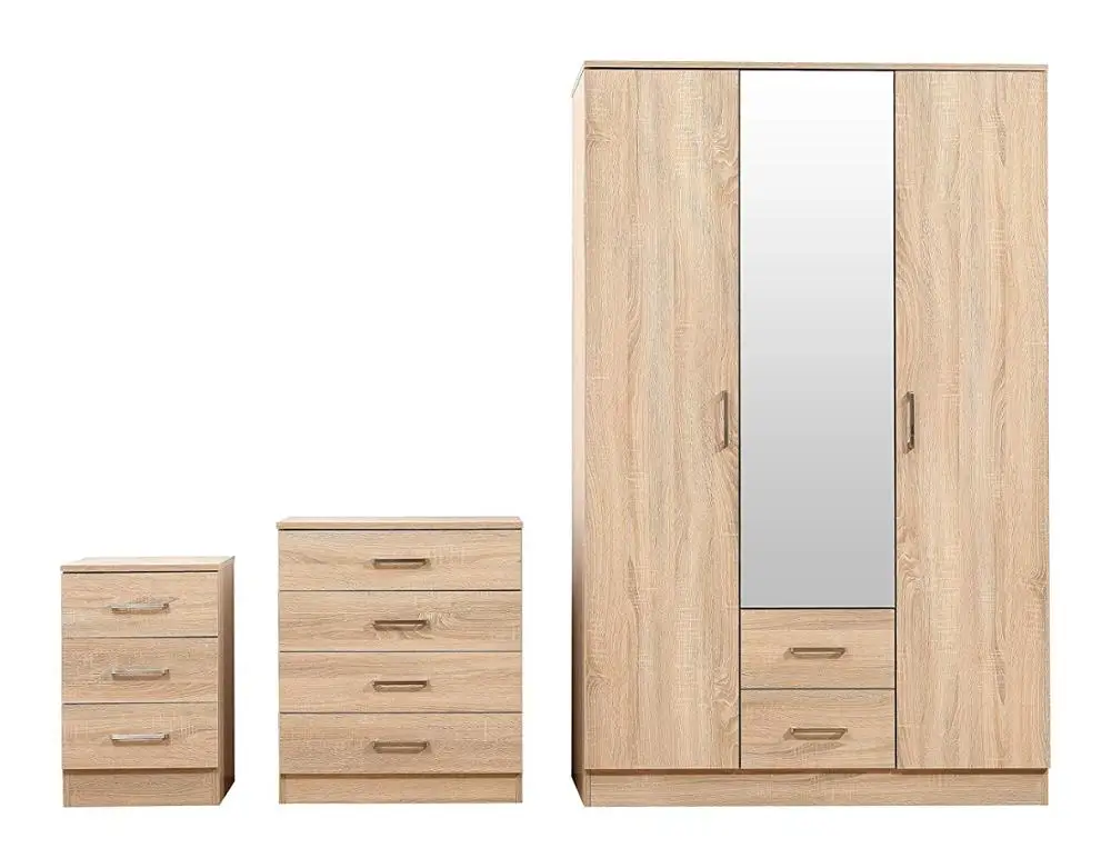 Bedroom Furniture Multifunctional Drawer Cabinet Wooden Wardrobe Sets With Mirror