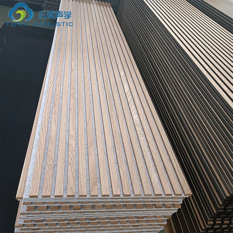Custom 3D Modern Fireproofing Sound-absorbing European Art Home Ceiling Black PET Mdf wood slats wall acoustic panels akupanel