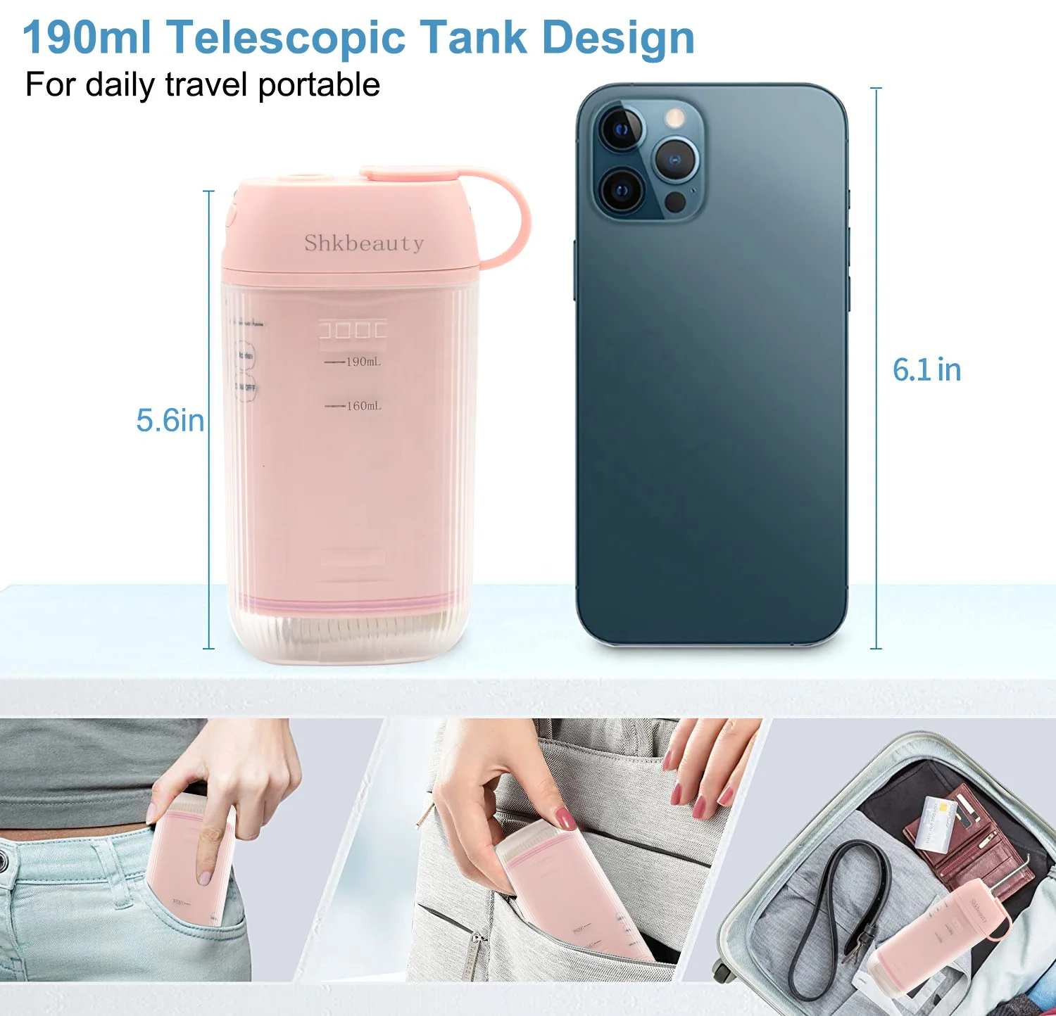 OEM/ODM New Portable Water Flosser Cordless Dental Teeth Oral Irrigator 200ML IPX7 Water Pick